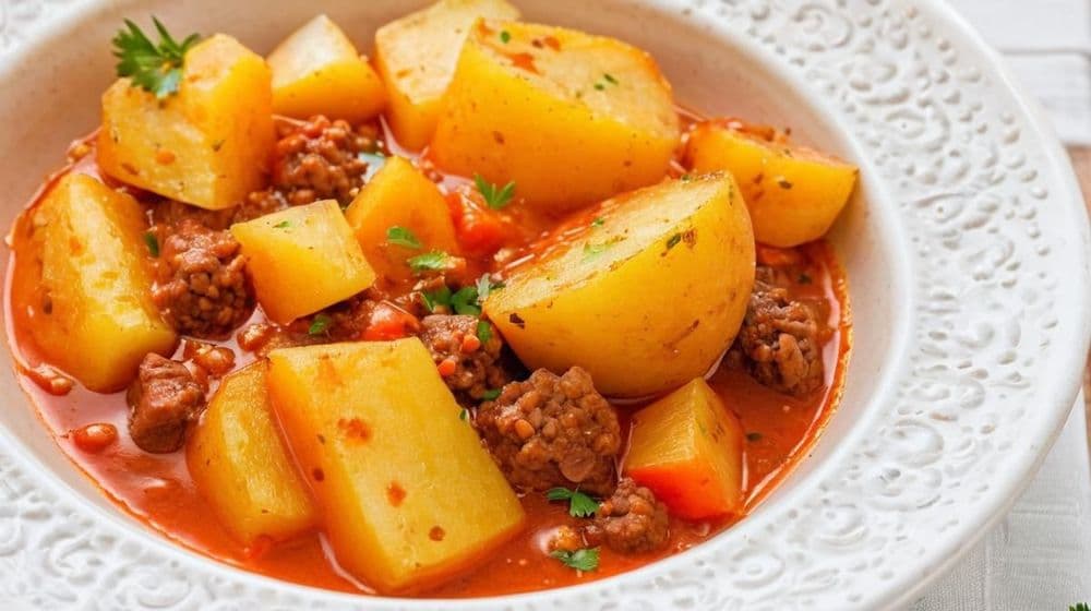 Задушени картофи с ароматна кайма