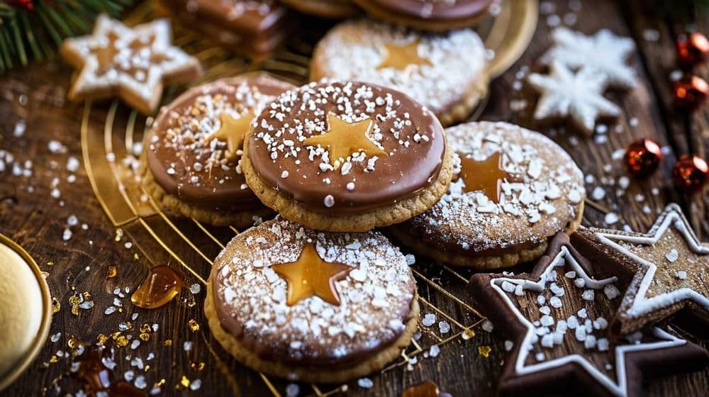 Празнични какаови бисквити с кадифена карамелена сърцевина