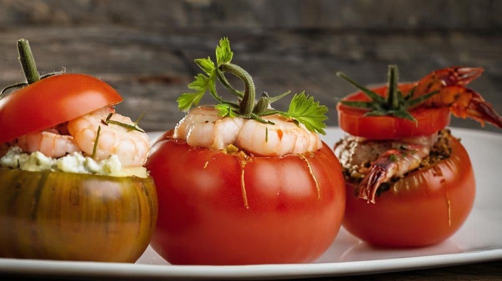 Тройна селекция от пълнени домати с разнообразни вкусове