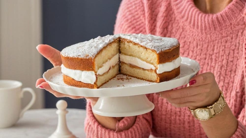 Сандвич торта с ябълкови блатове и лимонов крем